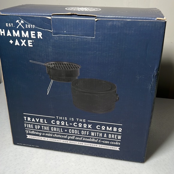 Hammer + Axe 2-Piece Mini Grill Insulated Cooler BBQ Set Travel Cool-Cook Combo - Picture 7 of 9